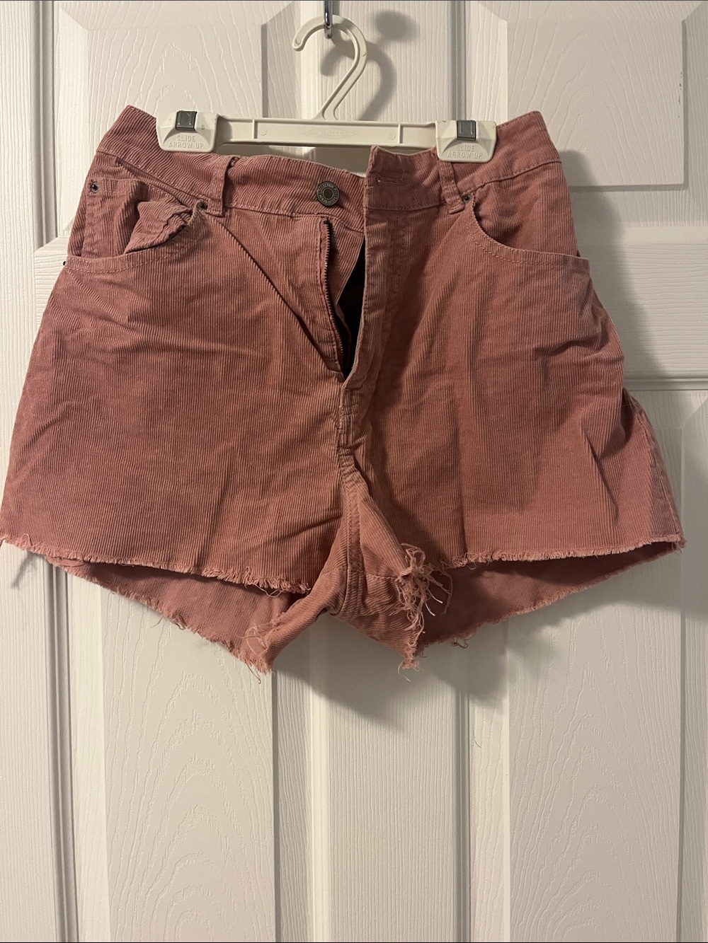 Pull&Bear Dusty Rose Corduroy High-Waist Cutoff Shorts